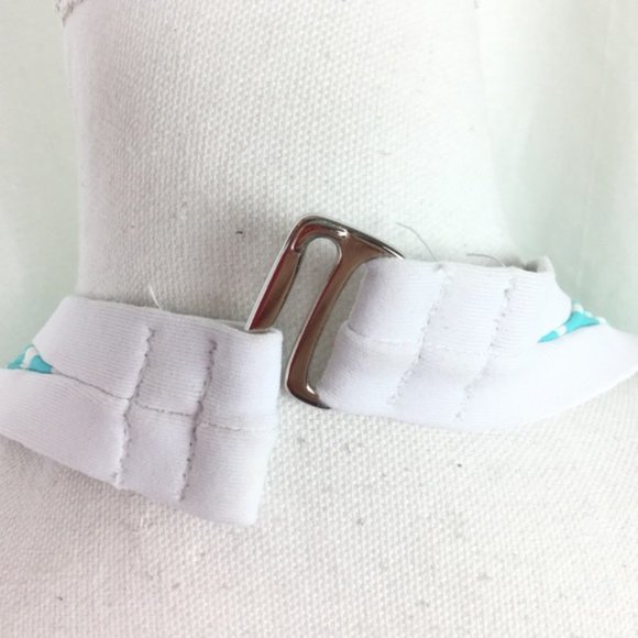 La Blanca Blue and White One Piece Swimsuit Halter Style - Picture 5 of 6